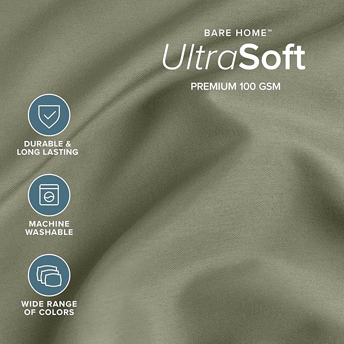 Bare Home Twin Sheet Set - 1800 Ultra-Soft Microfiber Twin Bed Sheets - Double Brushed - Deep Pockets - Easy Fit - 3 Piece Set - Bedding Sheets & Pillowcases (Twin, Sage)