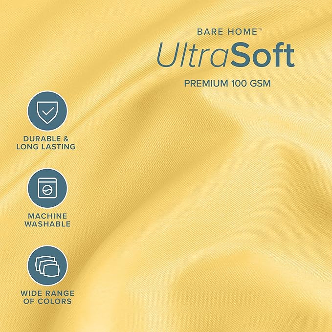 Bare Home Twin XL Sheet Set - 1800 Ultra-Soft Microfiber Twin Extra Long Bed Sheets - Double Brushed - Deep Pockets - Easy Fit - 3 Piece Set - Bedding Sheets & Pillowcases (Twin XL, Lemon Drop)