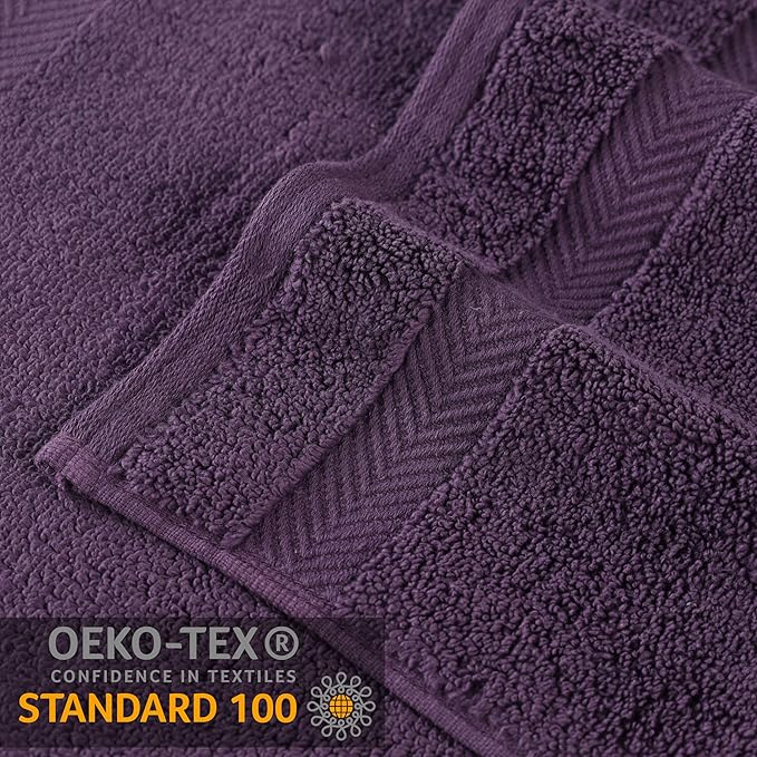 Superior Zero Twist 100% Cotton Bath Towels, Super Soft, Fluffy and Absorbent, Premium Quality Oversized Bath Towel Set of 2, Grape Seed