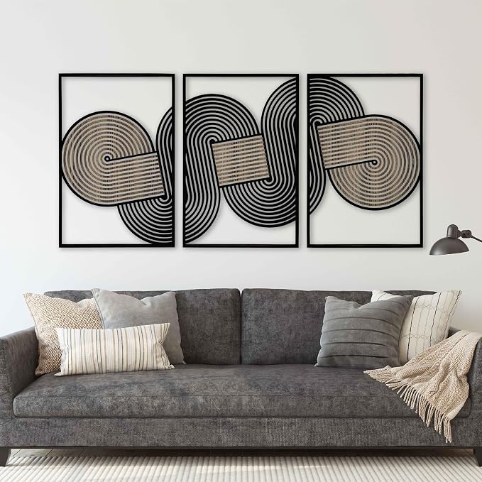 Rustic Wall Art featuring Modern Geometric Wooden Wall Decor, Mid Century Wood Wall Art, Endless Motion Wall Panels, Rustic Home Gift for Living Room and Bedroom