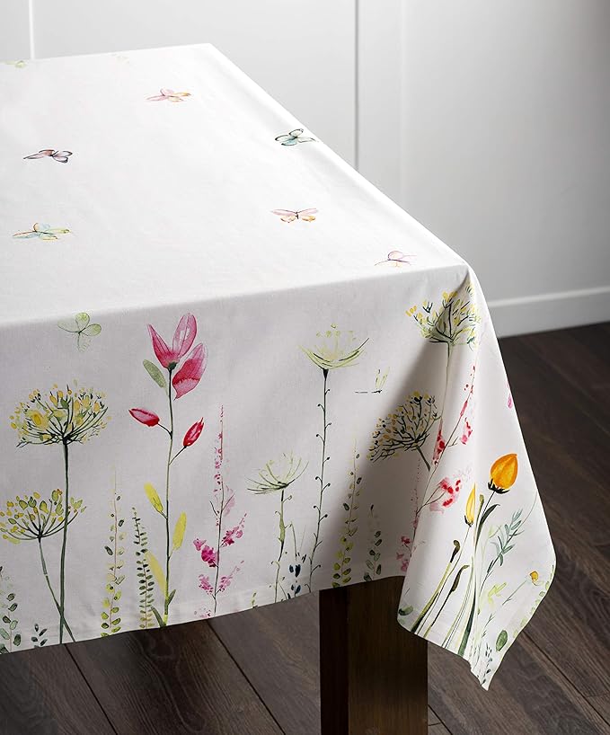 Maison d' Hermine Table Cloth Square Table 100% Cotton 54 x 54 Inches Tablecloth Reusable Decorative for Dining Room Farmhouse Home Valentines Day Decorations Spring Summer - Botanical Fresh