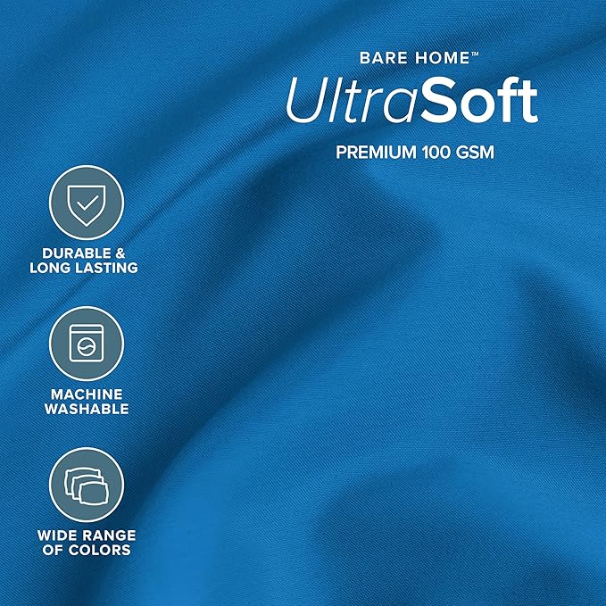 Bare Home Split Head Flex King Sheet Set - 1800 Ultra-Soft Microfiber Bed Sheets - Double Brushed - Deep Pockets - Easy Fit - 4 Piece Set - Bedding Sheets & Pillowcases (Medium Blue)