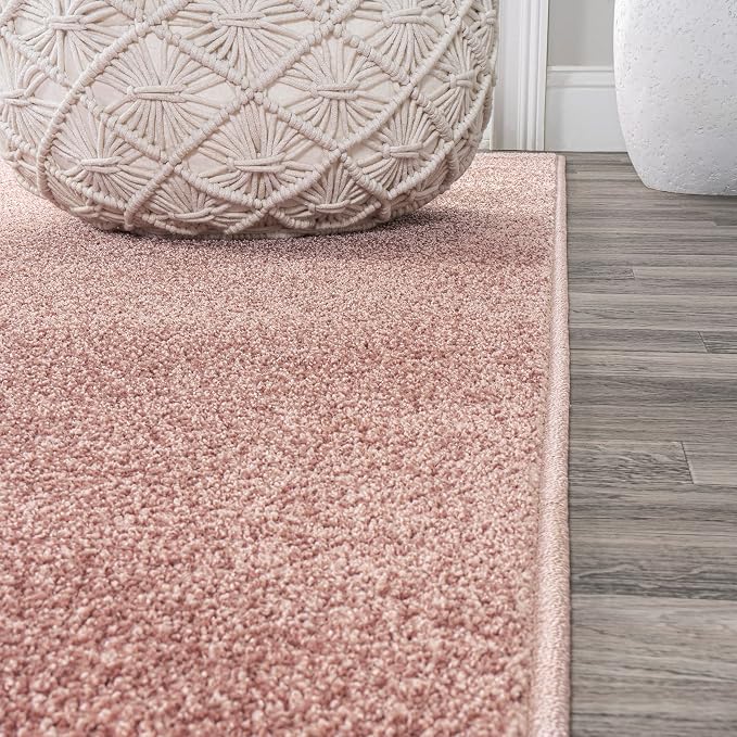 JONATHAN Y Haze Solid Low-Pile Pink 4x6 Oval Indoor Area Rug, Coastal,Bohemian,Minimalist,Classic, Easy-Cleaning for Living Room,Bedroom,Kitchen,Pet Friendly,Non-Shedding (SEU100P-4OV)