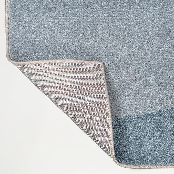 JONATHAN Y Prism Geometric Striped Runner Rug 2x8, Blue/Cream/Gray, Modern, Coastal, Easy-Cleaning for Living Room, Bedroom, Kitchen, Pet Friendly, Non-Shedding (DZC101D-28)