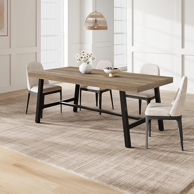 GarveeHome Industrial Dining Table for 6-8 People, 70.87" Long Wooden Kitchen Table with Sturdy Metal Frame & Pear Finish, Seats 6 Rectangular Counter for Dinner, Kitchen, Dining Room-Rustic Pear