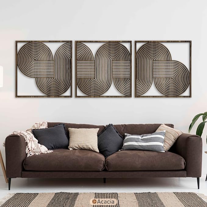 Extra Large Wooden Wall Art, Endless Flow Wood Wall Decor for Mid Century Modern Interiors, Abstract Geometric Wall Hanging, Home Gifts for Living Room and Bedroom