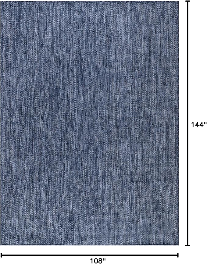 Washable Indoor Outdoor Rug 9x12 Weather Resistant Area Rugs Modern Solid for Porch Deck Balcony Backyard Patio Outside Carpet (9 X 12 Azure Blue)