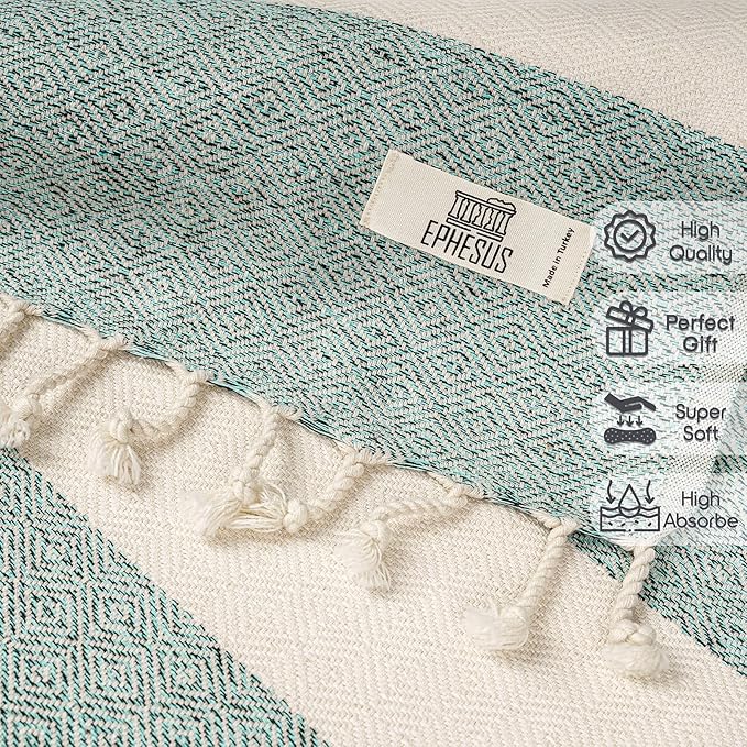 Hand Towels - Set of 2 | 18" x 30" - Decorative Turkish Hand Towel for Bathroom, Kitchen, Guest, Face, Hair, Tea, Dishcloth (Diamond, Mint)
