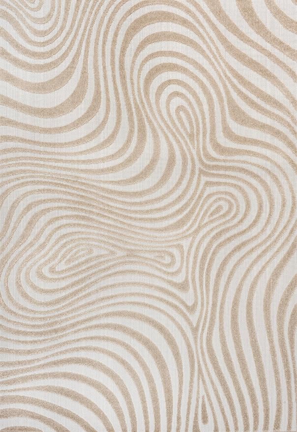 JONATHAN Y Maribo High-Low Abstract Striped Beige/Cream 5x8 Indoor/Outdoor Area Rug for Patio, Backyard, Living Room, Bedroom, Office, Hose-Washable (SCN103D-5)