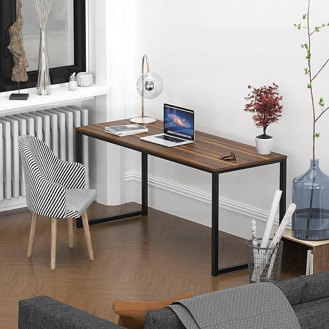 SHW Mission 55-Inch Home Office Computer Desk, Walnut