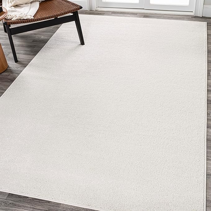 JONATHAN Y Haze Solid Low-Pile Cream Indoor Area Rug 8x10, Coastal,Bohemian,Minimalist,Classic, Easy-Cleaning for Living Room,Bedroom,Kitchen,Pet Friendly,Non-Shedding (SEU100T-8)