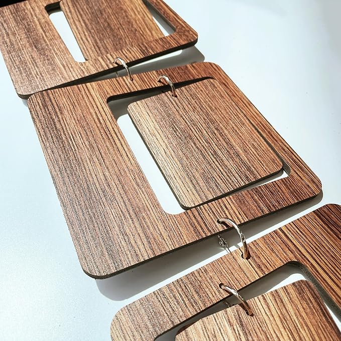20PCS Retro Mid Century Modern Wall Art MCM Decor for Living Room Bedroom Kitchen Study, Walnut Wood Texture 16.5"x51.3"