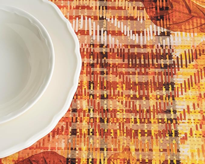 Maison d' Hermine Table Cloth Rectangle Table 100% Cotton 70 x 140 Inches Fall Tablecloth Reusable Everyday Use for Thanksgiving Christmas Decorations Dining Farmhouse Party (Thanksgiving Tartan)