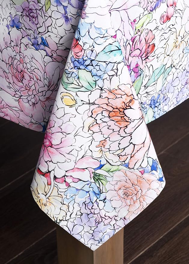 Maison d' Hermine Table Cloth Square Table 100% Cotton 60 x 60 Inches Tablecloth Reusable Decorative for Dining Room Farmhouse Home Valentines Day Decorations Spring Summer - Floral Love