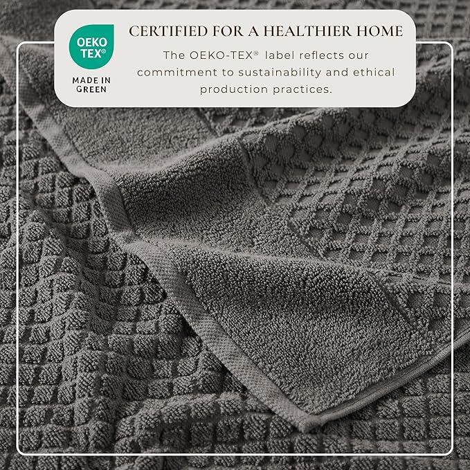 Great Bay Home Hand Towels - 100% Cotton 6 Pack 26x16 Hand Towel Set - Absorbent, Durable, Quick-Dry Towels for Bathroom (Dark Grey)