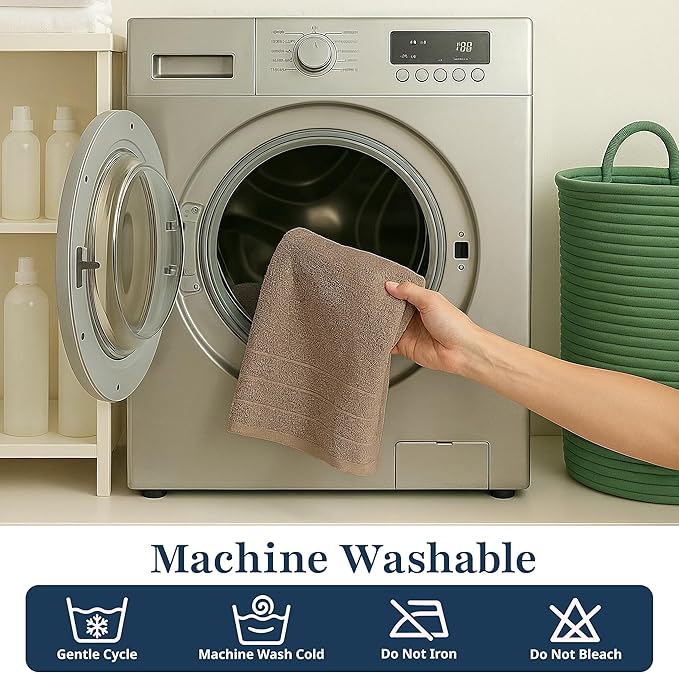 LANE LINEN 6 Pack 100% Cotton Hand Towels (16"x28") - Ring Spun - Quick Dry, Soft & Absorbent Hand Towels Set of 6 - Hotel, Spa, Beauty, Gym, Bathroom - Remains Soft After Multiple Washes - Taupe