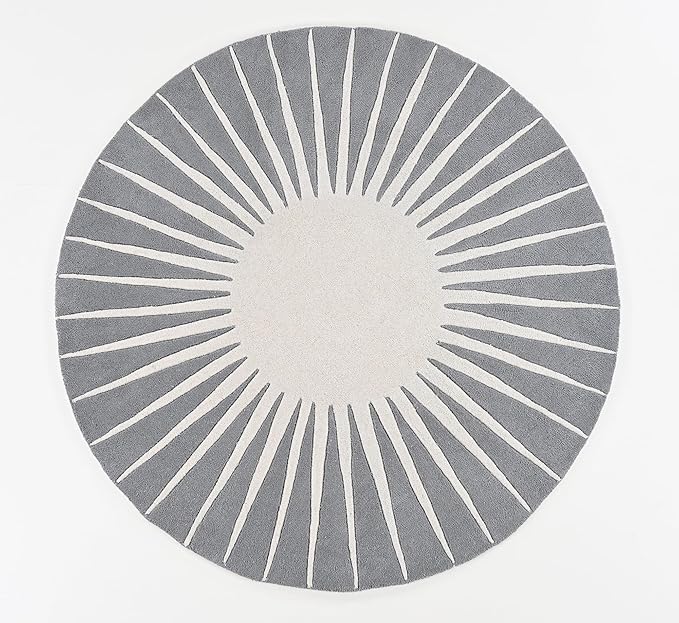 Modern Round Area Rug – Hand-Tufted with 100% NZ Wool, Thick & Soft Circular Carpet for Living Room, Bedroom & Dining Room Decor (Grey, 4' Round)