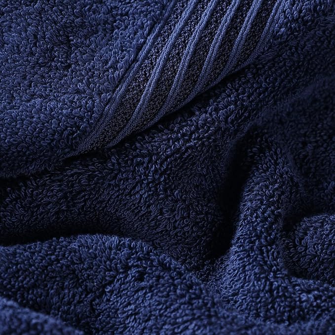 Superior Egyptian Cotton 3-Piece Towel Set, Assorted Towels for Home Bathroom, Master, Guest Bath, Decor Essentials, Includes 1 Bath, 1 Hand, 1 Face Towel/Washcloth, Quick Dry, Absorbent, Navy Blue