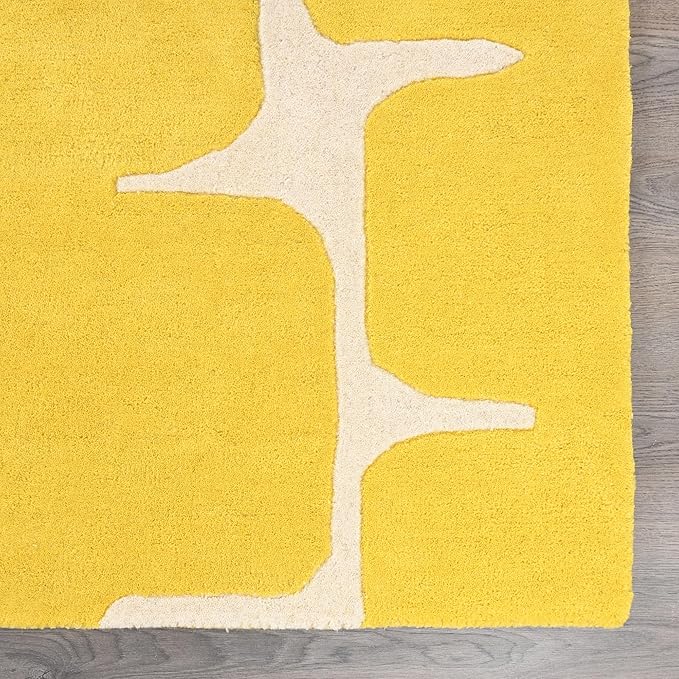 Restoration and Renovation Modern Wool Area Rug - Contemporary Abstract Geometric Design, Thick & Soft Hand-Tufted Carpet - Ideal for Indoor Decor in Living Room, Bedroom (Honey, 9' x 12')