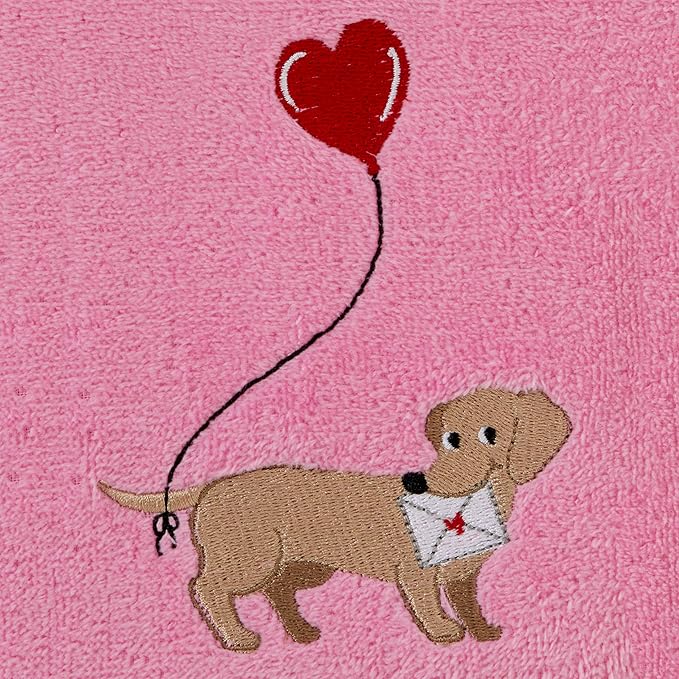 SKL Home Valentine Dachshund Hand Towel Set, 2 Count