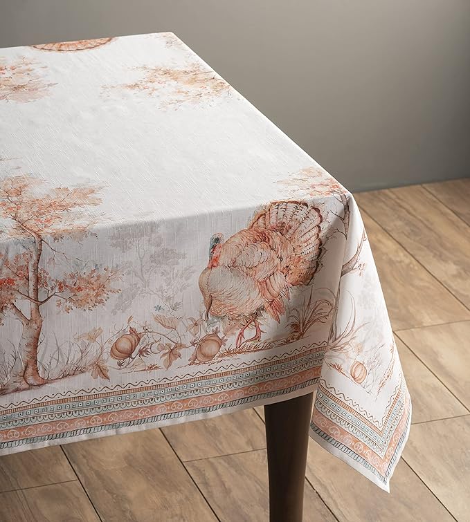 Maison d' Hermine Table Cloth Rectangle Table 100% Cotton 54 x 72 Inches Fall Tablecloth Reusable Everyday Use for Thanksgiving Christmas Decorations Dining Farmhouse Party (Giving Thanks)