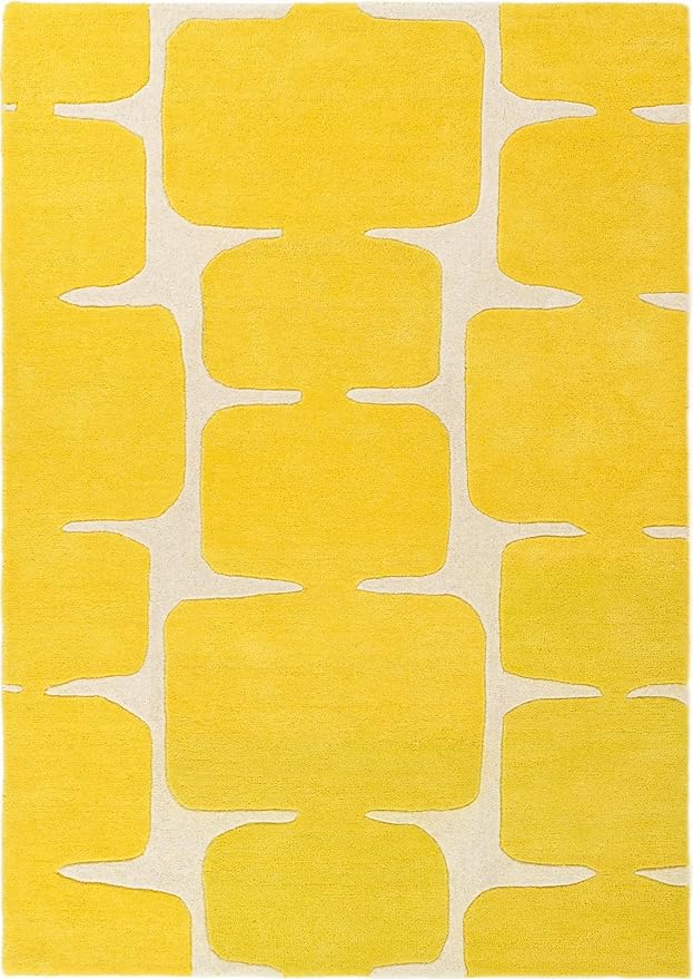 Restoration and Renovation Modern Wool Area Rug - Contemporary Abstract Geometric Design, Thick & Soft Hand-Tufted Carpet - Ideal for Indoor Decor in Living Room, Bedroom (Honey, 4' x 6')
