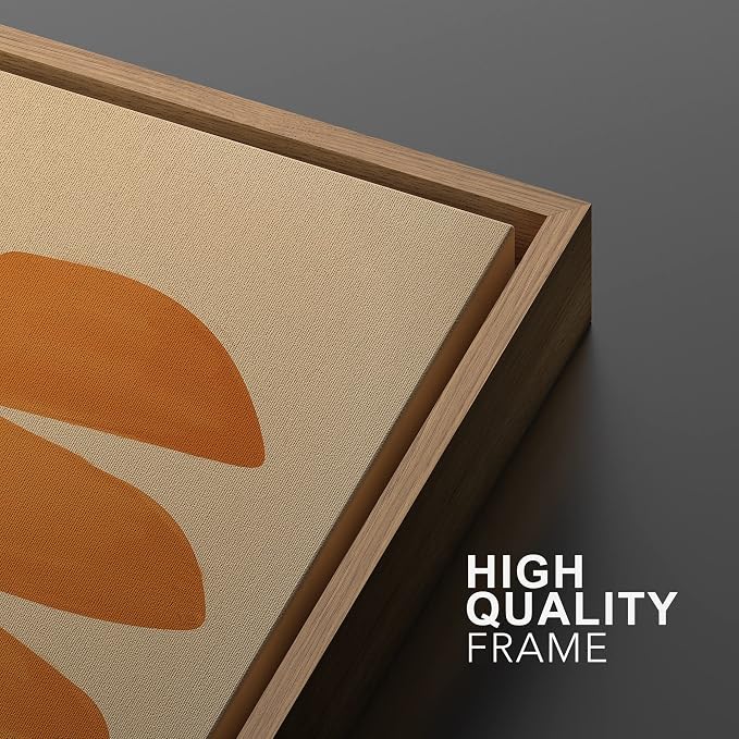 MUDECOR Framed Canvas Print Wall Art Geometric Mid-Century Orange Polygon Abstract Shapes Illustrations Minimalism Decorative Bohemian Colorful Zen for Living Room, Bedroom, Office - 24"x36" Natural