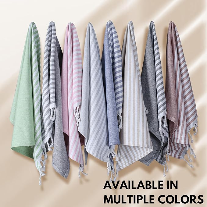Turkish Kitchen Towels 18x26 Inches with Tassels - 4 Pack - Absorbent, Durable, Soft 100% Cotton Dish Towels for Drying & Cleaning - Machine Washable, Quick Dry - Apple Green