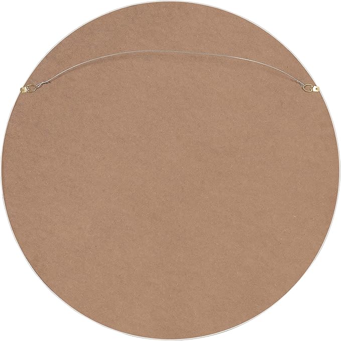 Kate and Laurel Travis Round Wood Wall Mirror, 25.6" Diameter, White, Modern Wall Décor Accent