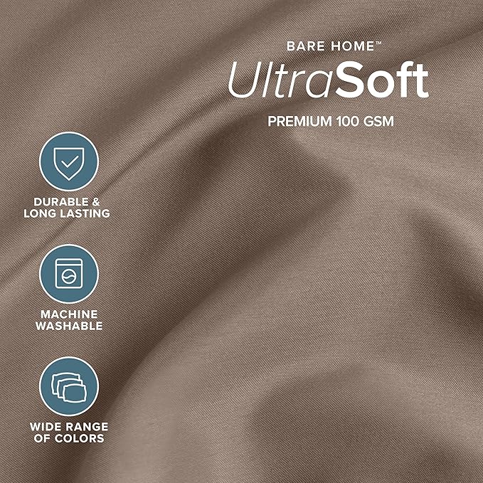 Bare Home Split Head Flex King Sheet Set - 1800 Ultra-Soft Microfiber Bed Sheets - Double Brushed - Deep Pockets - Easy Fit - 4 Piece Set - Bedding Sheets & Pillowcases (Taupe)