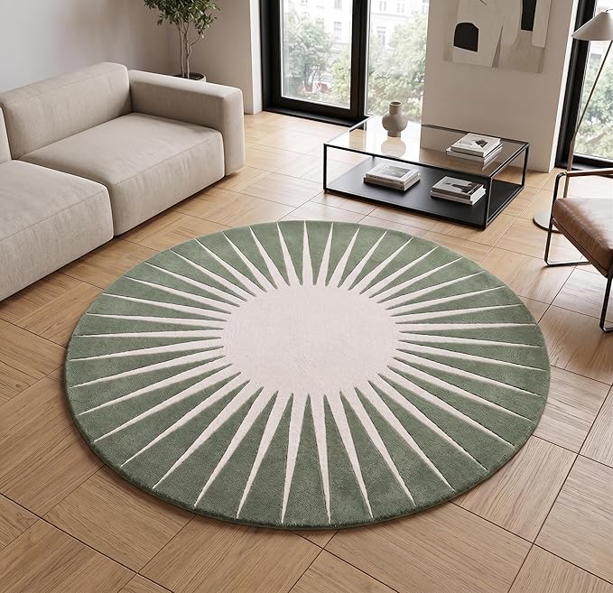 Restoration and Renovation Modern Round Area Rug – Hand-Tufted with 100% NZ Wool, Thick & Soft Circular Carpet for Living Room, Bedroom & Dining Room Decor (Sage Green, 10' Round)
