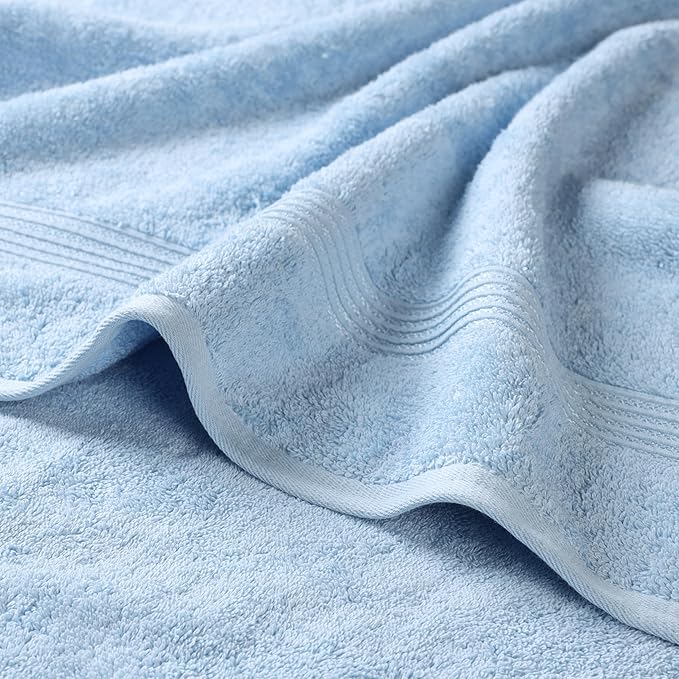 Superior Heritage Egyptian Cotton Bath Towel Set, Large Body Towels for Home Bathroom, Master, Guest Bath Decor, Plush, Absorbent Basics, Spa, Hotel, Resort, Luxury Essentials, Set of 4, Light Blue