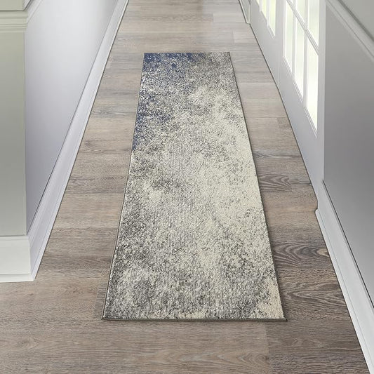 Nourison Home Passion Charcoal/Ivory 2'2" x 10' Area-Rug, Modern, Abstract, Easy-Cleaning, Non Shedding, Bed Room, Living Room, Dining Room, Kitchen, (10' Runner)