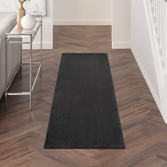 Nourison Home Nourison Essentials Black 2'2" x 7'6" Area Rug - Easy Clean, Non Shedding, Bed Room, Living Room, Dining Room, Kitchen (8' Runner)