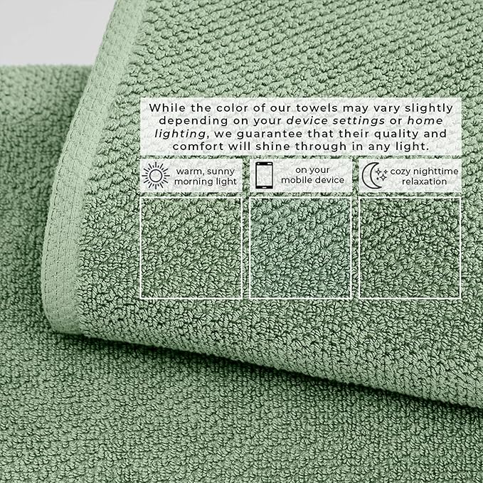 Great Bay Home 100% Cotton 6 Pack 26x16 Hand Towel Set - Absorbent, Quick-Drying, Durable Towels for Bathroom Decor - Low-Twist, Two-Ply Fibers (Mineral Blue)