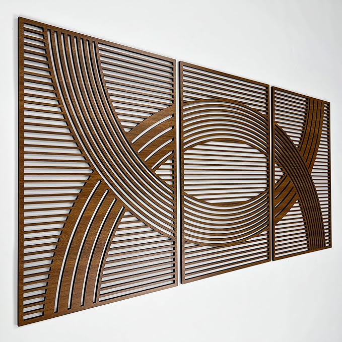 Wood Boho Wall Art, Large Mid Century Modern Wall Decor, Rustic Wooden Wall Art, Bohemian Wood Wall Hangings, Abstract Home Decor Gift