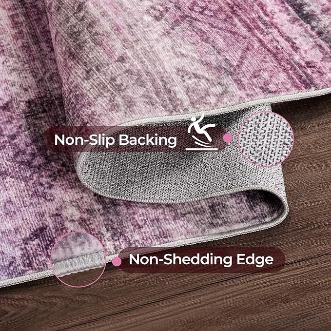 Kokia Abstract Area Rug Washable 2x3 Non-Slip Stain Resistant Entryway Rug Soft Indoor Mat for Kitchen Door Decor, Oslo Orchid