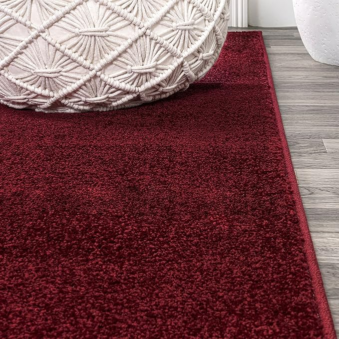 JONATHAN Y Haze Solid Low-Pile Dark Red Runner Rug 2x16, Coastal,Bohemian,Minimalist,Classic, Easy-Cleaning for Living Room,Bedroom,Kitchen,Pet Friendly,Non-Shedding (SEU100Q-216)