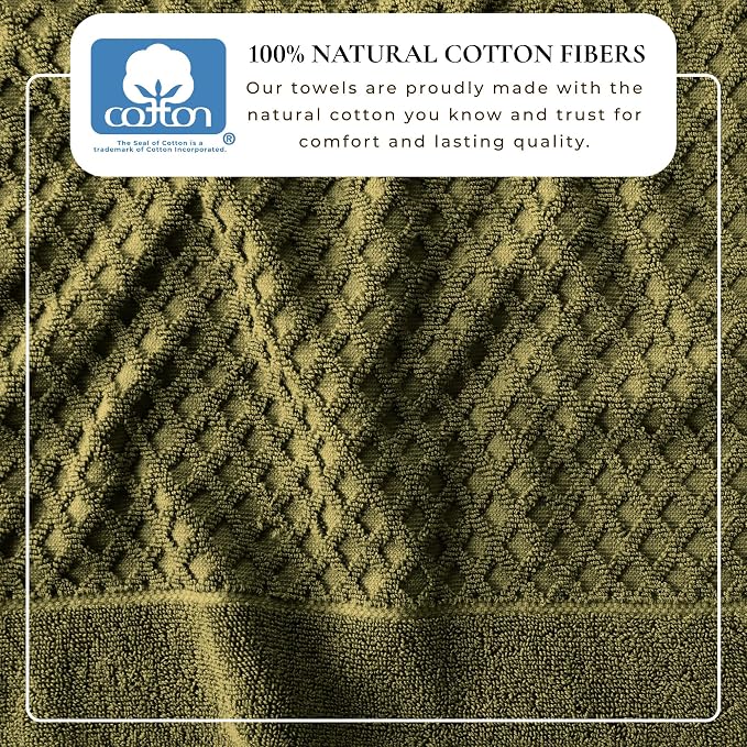 Great Bay Home Oversized Bath Sheets - 100% Cotton 2 Pack 68x35 Extra Large Towel - Absorbent, Durable, Quick-Dry Towels for Bathroom (Olive)