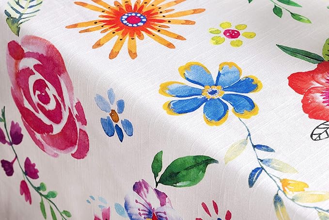 Maison d' Hermine Table Cloth Rectangle Table 100% Cotton 70 x 120 Inches Tablecloth Reusable Decorative for Dining Room Farmhouse Home Valentines Day Decorations Spring Summer- Happy Florals - Sweety