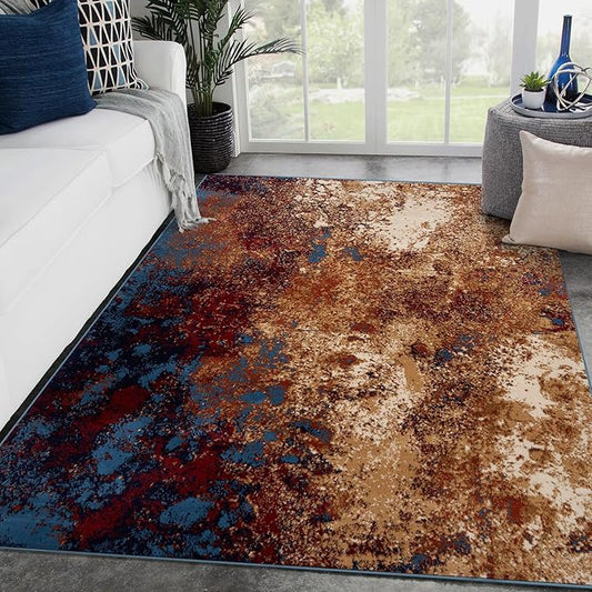 LUXE WEAVERS Modern Splatter Abstract Area Rug, Blue 6x9