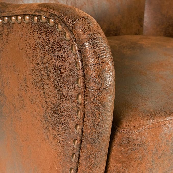 2 Piece Mid-Century Modern Accent Chairs, 27" Wide Wingback Club Chair Set of 2 with Nailhead Trim, Fabric Reading Living Room Side Chair,Single Armchair Sofa
