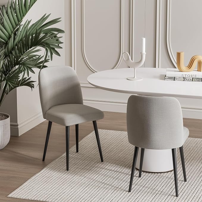Casaphoria Dining Chairs Set of 2, Modern Fabric Kitchen Chairs with Grey Metal Legs, Comfortable Dining Room Side Chairs for Home, Living Room,Restaurant