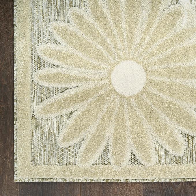 Nourison Home Aloha Ivory Sage 5'3" x 7'5" Area Rug - Easy Clean, Non Shedding, Bed Room, Living Room, Dining Room, Kitchen (5' x 8')