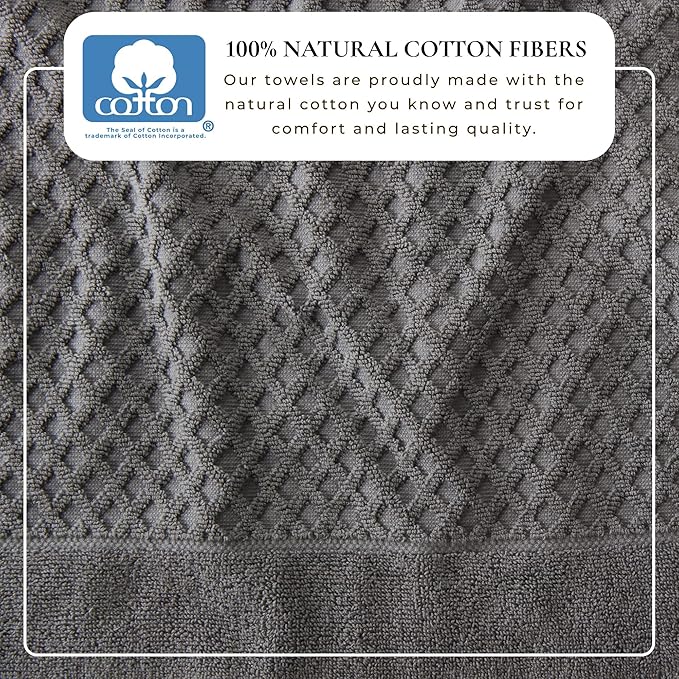Great Bay Home Bath Towels - 100% Cotton 4 Pack 54x27 Bath Towel Set - Absorbent, Durable, Quick-Dry Towels for Bathroom (Dark Grey)