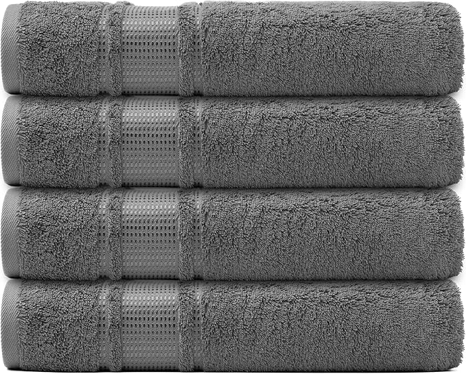 Melissa Linen, Fingertip Towels 4 Pack, 100% Turkish Cotton, Small Hand Towels for Body and Face, 12 x 18 in, Soft and Absorbent, Quick Dry, (Dark Grey Fingertip Hand Towels)