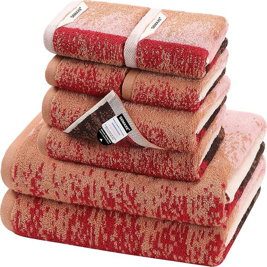 SEMAXE Bath Towel Set, 8 Piece Towel Set for Bathroom, Quick Dry Cotton Towels with Hanging Loops, Easy Care, Ombre Gradient