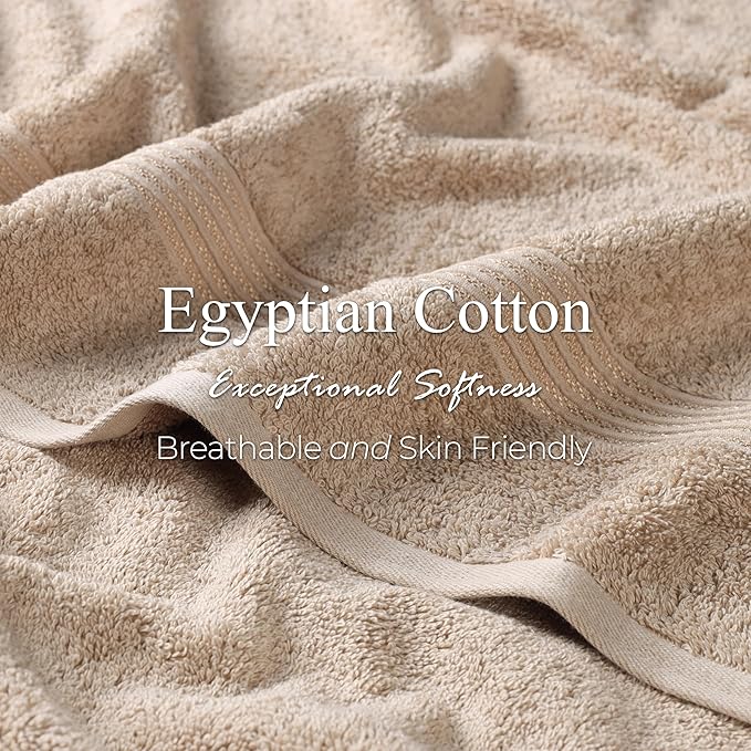 Superior Heritage Egyptian Cotton 3 Piece Towel Set, Assorted Absorbent Towels for Bathroom, Guest Bath, Luxury Home Decor Essentials, Includes 1 Bath, 1 Hand, 1 Face Towel/Washcloth, Taupe