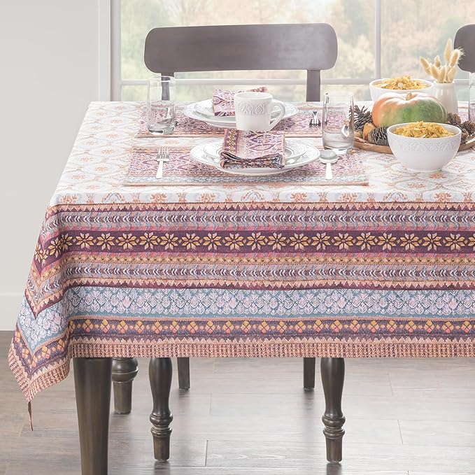 Maison d' Hermine Table Cloth Rectangle Table 100% Cotton 60 x 120 Inches Fall Tablecloth Reusable Everyday Use for Thanksgiving Christmas Decorations Dining Farmhouse Party (Fair Isle)
