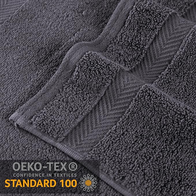 Superior Zero Twist 100% Cotton Towel Set, 3-Piece Set, Extra Soft Bath Towel, Face Towel and Hand Towel, Long-Staple Cotton Towels, Grey